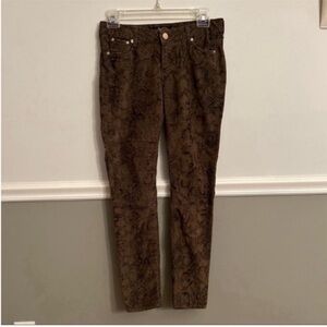 Women’s Zara Brown Black Animal Snake Print Corduroy Pants Jeans Size 2